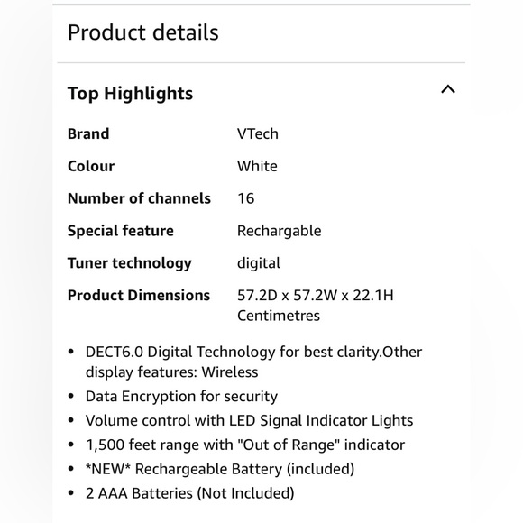 Vtech Digital Audio Baby Monitor DM111 brand new condition - Picture 13 of 14
